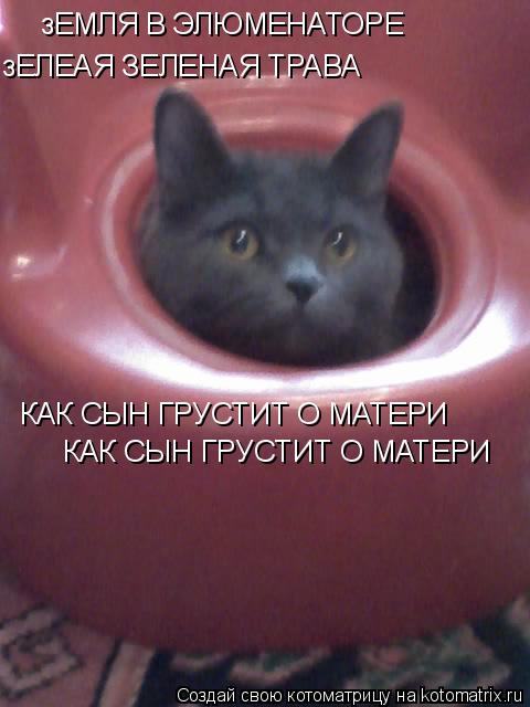 зЕМЛЯ В ЭЛЮМЕНАТОРЕ зЕЛЕАЯ ЗЕЛЕНАЯ ТРАВА КАК СЫН ГРУСТИТ О МАТЕРИ КАК СЫН ГРУСТИТ О МАТЕРИ... Котоматрица: зЕМЛЯ В ЭЛЮМЕНАТОРЕ зЕЛЕАЯ ЗЕЛЕНАЯ ТРАВА КАК СЫН ГРУСТИТ О МАТЕРИ КАК СЫН ГРУСТИТ О МАТЕРИ