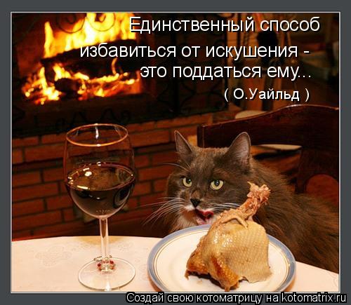 Единственный способ избавиться от искушения - это поддаться ему... ( О.Уайльд )... Котоматрица: Единственный способ избавиться от искушения - это поддаться ему... ( О.Уайльд )