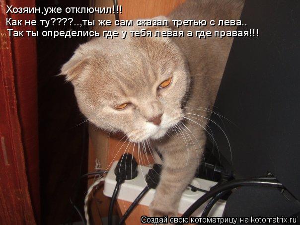 Хозяин,уже отключил!!! Как не ту????..,ты же сам сказал третью с лева.. Так ты определись где у тебя ... Котоматрица: Хозяин,уже отключил!!! Как не ту????..,ты же сам сказал третью с лева.. Так ты определись где у тебя левая а где правая!!!