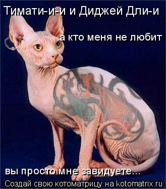 Тимати-и-и и Диджей Дли-и а кто меня не любит , вы просто мне завидуете...... Котоматрица: Тимати-и-и и Диджей Дли-и а кто меня не любит , вы просто мне завидуете...