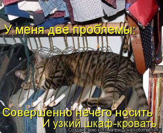 У меня две проблемы: Совершенно нечего носить И узкий шкаф-кровать... Котоматрица: У меня две проблемы: Совершенно нечего носить И узкий шкаф-кровать