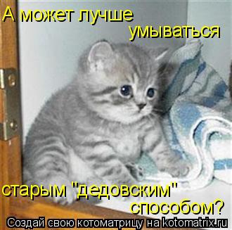 А может лучше умываться старым "дедовским" способом?... Котоматрица: А может лучше умываться старым "дедовским" способом?