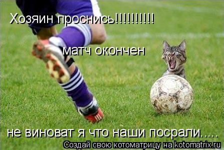Хозяин проснись!!!!!!!!!! матч окончен не виноват я что наши посрали........ Котоматрица: Хозяин проснись!!!!!!!!!! матч окончен не виноват я что наши посрали.....