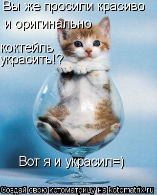 Вы же просили красиво коктейль украсить!? Вот я и украсил=) и оригинально... Котоматрица: Вы же просили красиво коктейль украсить!? Вот я и украсил=) и оригинально