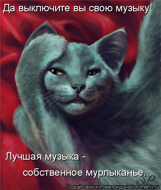 Да выключите вы свою музыку! Лучшая музыка - собственное мурлыканье...... Котоматрица: Да выключите вы свою музыку! Лучшая музыка - собственное мурлыканье...