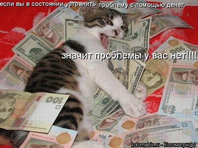, если вы в состоянии устранить проблему с помощью денег, значит проблемы у вас нет!!!!... Котоматрица: , если вы в состоянии устранить проблему с помощью денег, значит проблемы у вас нет!!!!