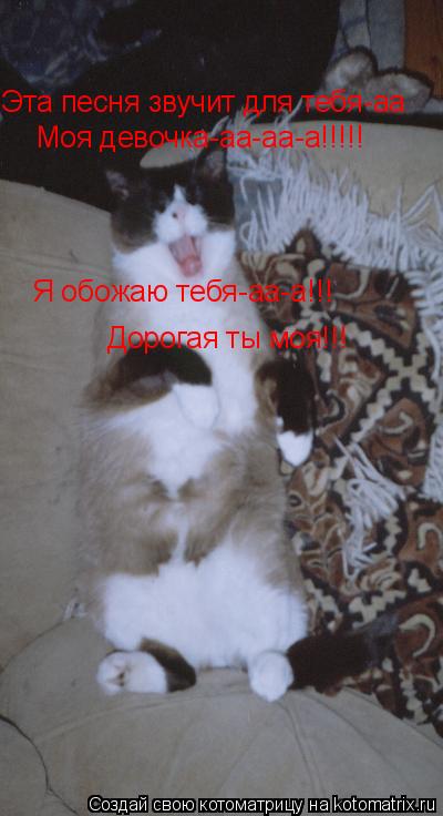 Эта песня звучит для тебя-аа Моя девочка-аа-аа-а!!!!! Я обожаю тебя-аа-а!!! Дорогая ты моя!!!... Котоматрица: Эта песня звучит для тебя-аа Моя девочка-аа-аа-а!!!!! Я обожаю тебя-аа-а!!! Дорогая ты моя!!!