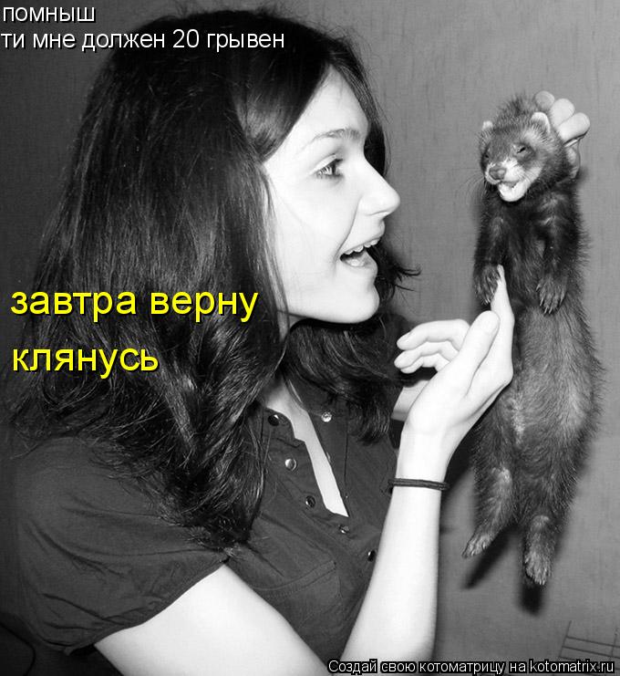 помныш ти мне должен 20 грывен завтра верну клянусь... Котоматрица: помныш ти мне должен 20 грывен завтра верну клянусь