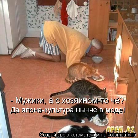 - Мужики, а с хозяином-то чё? Да япона-культура нынче в моде!... Котоматрица: - Мужики, а с хозяином-то чё? Да япона-культура нынче в моде!