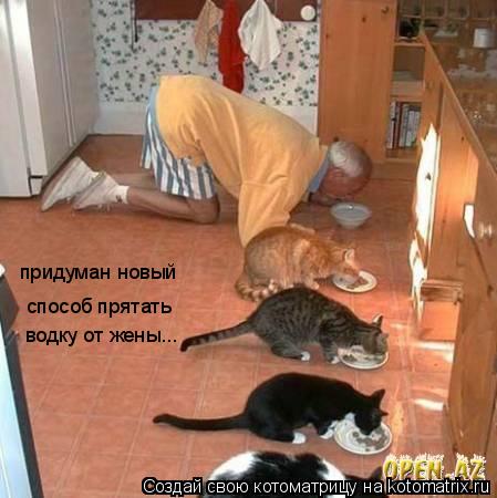 придуман новый способ прятать водку от жены...... Котоматрица: придуман новый способ прятать водку от жены...