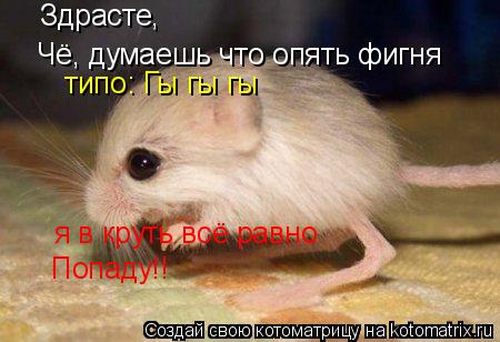 Чё, думаешь что опять фигня типо: Гы гы гы я в круть всё равно Попаду!! Здрасте,... Котоматрица: Чё, думаешь что опять фигня типо: Гы гы гы я в круть всё равно Попаду!! Здрасте,