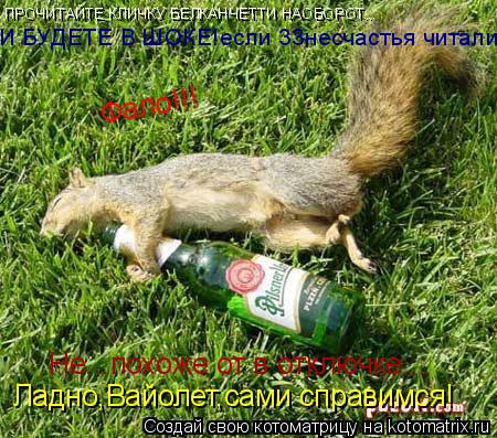 Фало!!! Не...похоже от в отключке... Ладно,Вайолет,сами справимся! ПРОЧИТАЙТЕ КЛИЧКУ БЕЛКАНЧЕТТИ НАОБ... Котоматрица: Фало!!! Не...похоже от в отключке... Ладно,Вайолет,сами справимся! ПРОЧИТАЙТЕ КЛИЧКУ БЕЛКАНЧЕТТИ НАОБОРОТ... И БУДЕТЕ В ШОКЕ!если 33несчастья чи