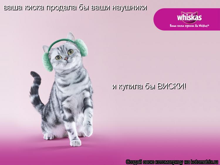 ваша киска продала бы ваши наушники и купила бы ВИСКИ!... Котоматрица: ваша киска продала бы ваши наушники и купила бы ВИСКИ!