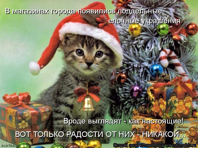 В магазинах города появились поддельные елочные украшения Вроде выглядят - как настоящие! ВОТ ТОЛЬКО ... Котоматрица: В магазинах города появились поддельные елочные украшения Вроде выглядят - как настоящие! ВОТ ТОЛЬКО РАДОСТИ ОТ НИХ - НИКАКОЙ...