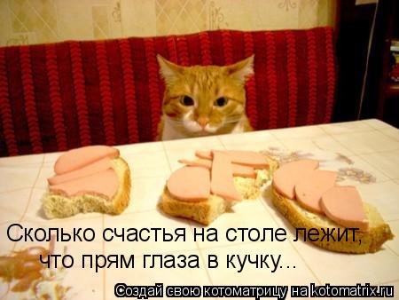 Сколько счастья на столе лежит, что прям глаза в кучку...... Котоматрица: Сколько счастья на столе лежит, что прям глаза в кучку...