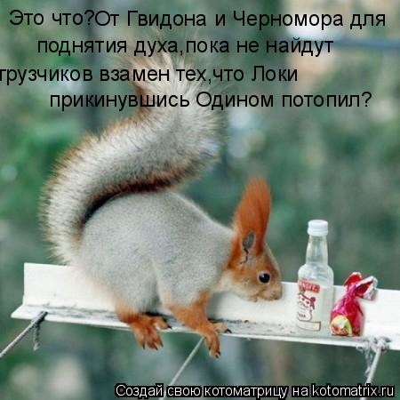 Это что? поднятия духа,пока не найдут От Гвидона и Черномора для грузчиков взамен тех,что Локи прики... Котоматрица: Это что? поднятия духа,пока не найдут От Гвидона и Черномора для грузчиков взамен тех,что Локи прикинувшись Одином потопил?