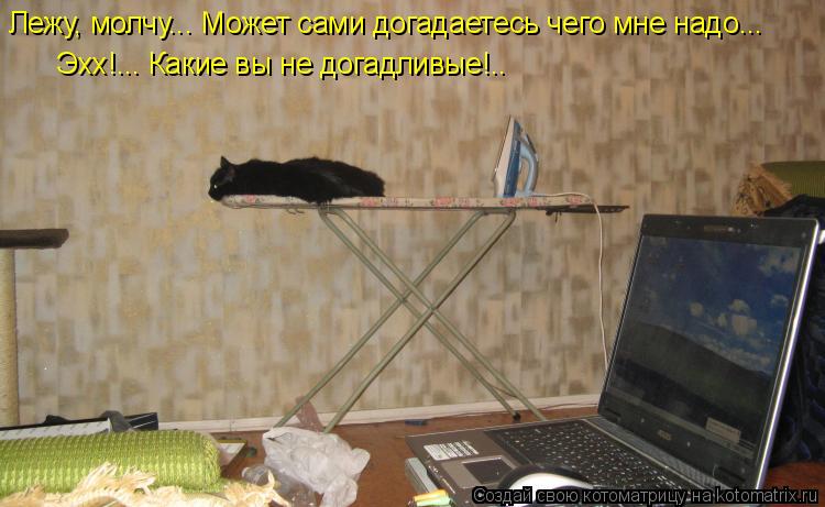 Лежу, молчу... Может сами догадаетесь чего мне надо... Эхх Эхх!... Какие вы не догадливые!..... Котоматрица: Лежу, молчу... Может сами догадаетесь чего мне надо... Эхх Эхх!... Какие вы не догадливые!..