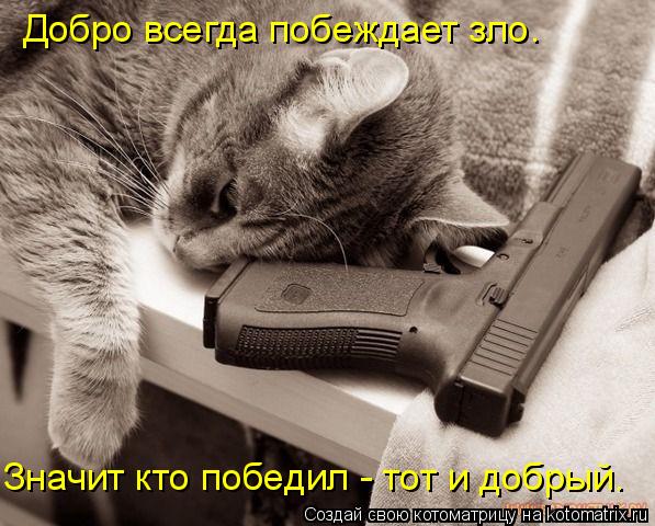 Добро всегда побеждает зло. Значит кто победил - тот и добрый.... Котоматрица: Добро всегда побеждает зло. Значит кто победил - тот и добрый.