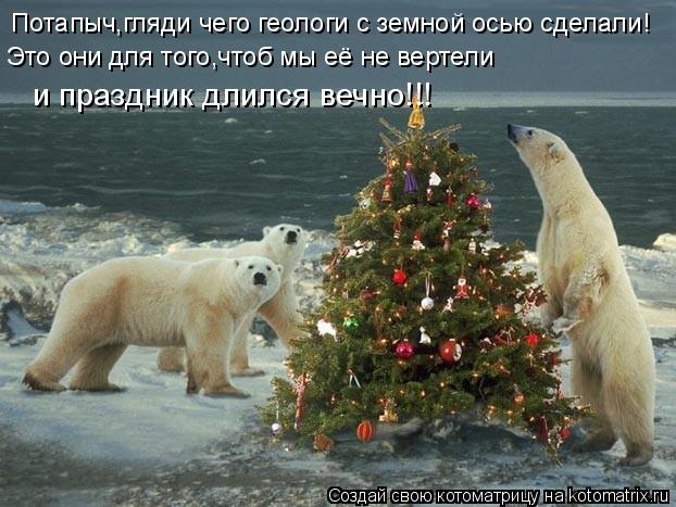 Потапыч,гляди чего геологи с земной осью сделали! Это они для того,чтоб мы её не вертели и праздник д... Котоматрица: Потапыч,гляди чего геологи с земной осью сделали! Это они для того,чтоб мы её не вертели и праздник длился вечно!!!