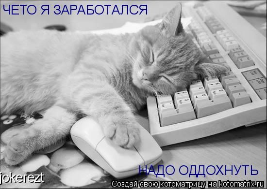 ЧЕТО Я ЗАРАБОТАЛСЯ НАДО ОДДОХНУТЬ jokerezt... Котоматрица: ЧЕТО Я ЗАРАБОТАЛСЯ НАДО ОДДОХНУТЬ jokerezt