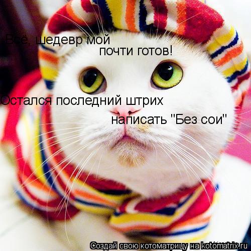 Всё, шедевр мой почти готов! Остался последний штрих написать "Без сои"... Котоматрица: Всё, шедевр мой почти готов! Остался последний штрих написать "Без сои"