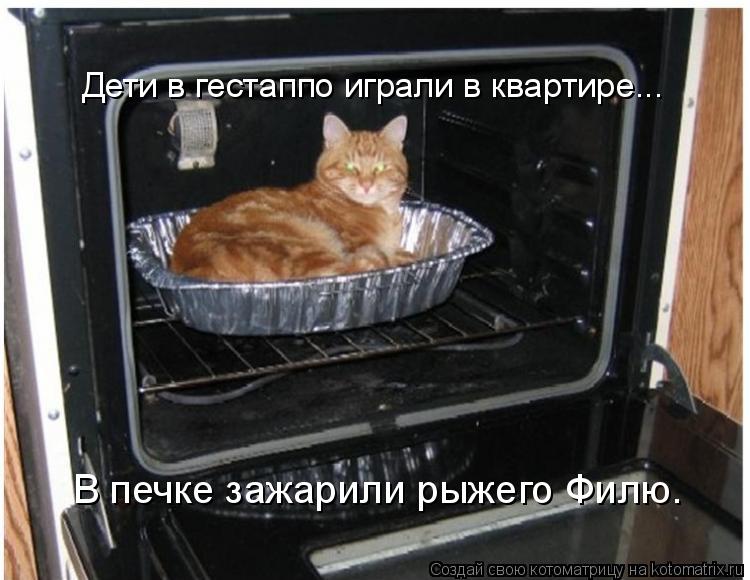 В печке зажарили рыжего Филю. Дети в гестаппо играли в квартире...... Котоматрица: В печке зажарили рыжего Филю. Дети в гестаппо играли в квартире...