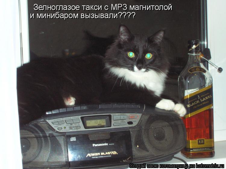 Зелноглазое такси с МР3 магнитолой и минибаром вызывали????... Котоматрица: Зелноглазое такси с МР3 магнитолой и минибаром вызывали????