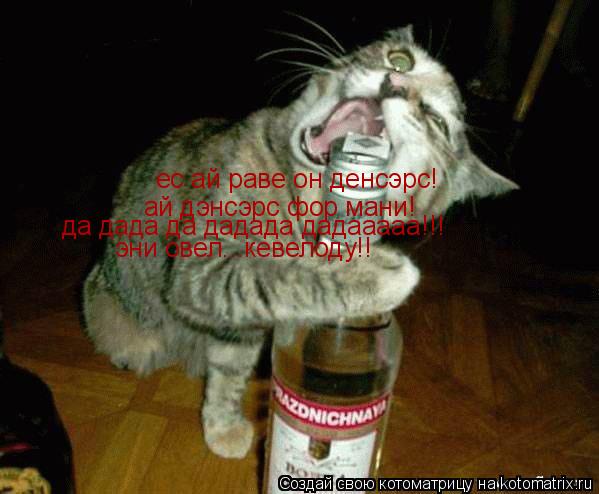 ес ай раве он денсэрс! ай дэнсэрс фор мани! да дада да дадада дадааааа!!! эни овел...кевелоду!!... Котоматрица: ес ай раве он денсэрс! ай дэнсэрс фор мани! да дада да дадада дадааааа!!! эни овел...кевелоду!!