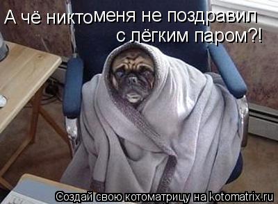 А чё никто меня не поздравил с лёгким паром?!... Котоматрица: А чё никто меня не поздравил с лёгким паром?!