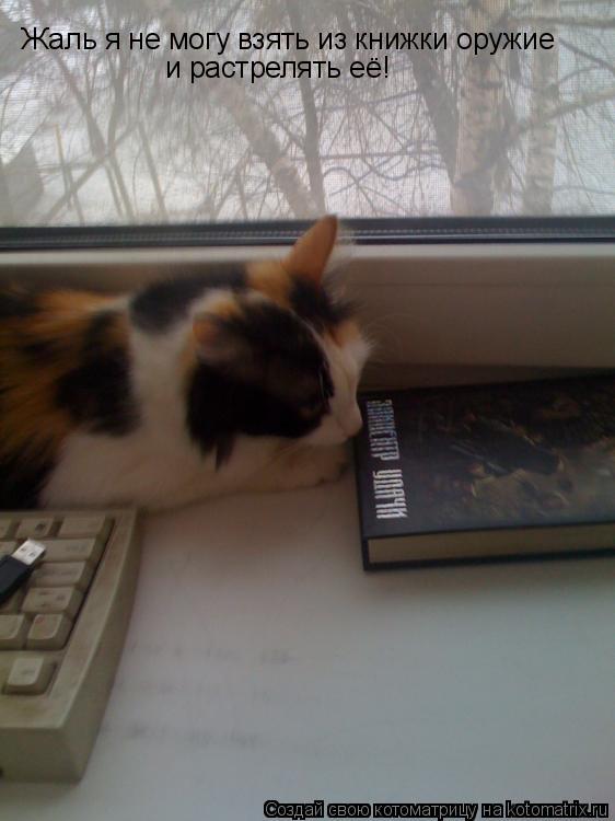 Жаль я не могу взять из книжки оружие и растрелять её!... Котоматрица: Жаль я не могу взять из книжки оружие и растрелять её!