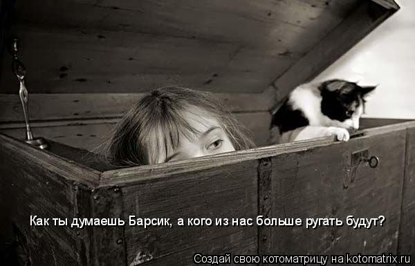Как ты думаешь Барсик, а кого из нас больше ругать будут?... Котоматрица: Как ты думаешь Барсик, а кого из нас больше ругать будут?