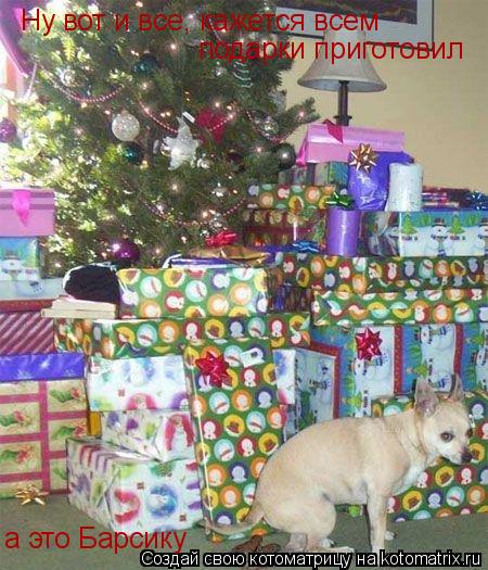 Ну вот и все, кажется всем подарки приготовил а это Барсику... Котоматрица: Ну вот и все, кажется всем подарки приготовил а это Барсику