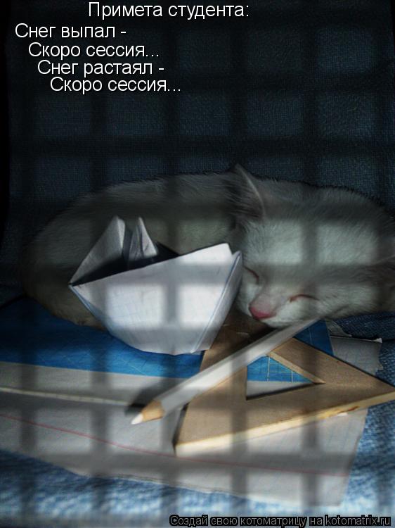 Примета студента: Снег выпал - Скоро сессия... Снег растаял - Скоро сессия...... Котоматрица: Примета студента: Снег выпал - Скоро сессия... Снег растаял - Скоро сессия...