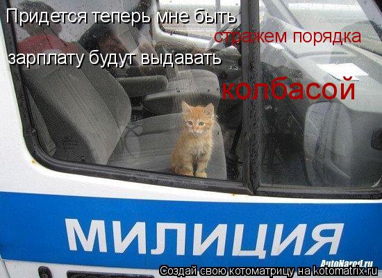 Придется теперь мне быть стражем порядка зарплату будут выдавать колбасой... Котоматрица: Придется теперь мне быть стражем порядка зарплату будут выдавать колбасой