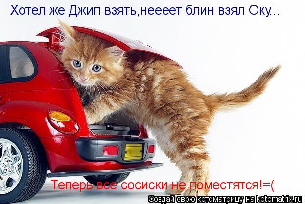 Хотел же Джип взять,неееет блин взял Оку... Теперь все сосиски не поместятся!=(... Котоматрица: Хотел же Джип взять,неееет блин взял Оку... Теперь все сосиски не поместятся!=(