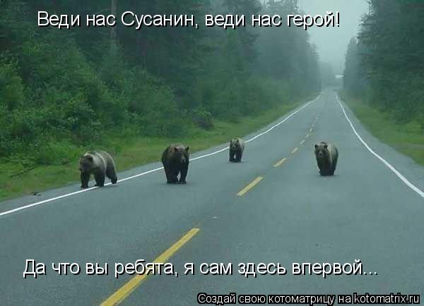 Веди нас Сусанин, веди нас герой! Да что вы ребята, я сам здесь впервой...... Котоматрица: Веди нас Сусанин, веди нас герой! Да что вы ребята, я сам здесь впервой...