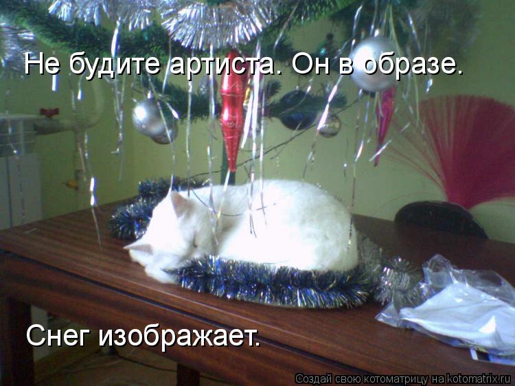 Не будите артиста. Он в образе. Снег изображает.... Котоматрица: Не будите артиста. Он в образе. Снег изображает.