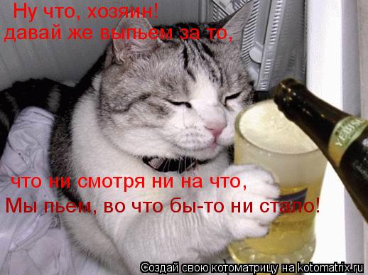 Мы пьем, во что бы-то ни стало! давай же выпьем за то, Ну что, хозяин! что ни смотря ни на что,... Котоматрица: Мы пьем, во что бы-то ни стало! давай же выпьем за то, Ну что, хозяин! что ни смотря ни на что,