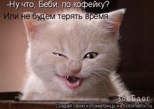 -Ну что, Беби, по кофейку? Или не будем терять время...... Котоматрица: -Ну что, Беби, по кофейку? Или не будем терять время...