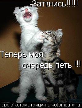 Котоматрица: -Заткнись!!!!! Теперь моя  очередь петь !!!!!!!!!!!!!!!