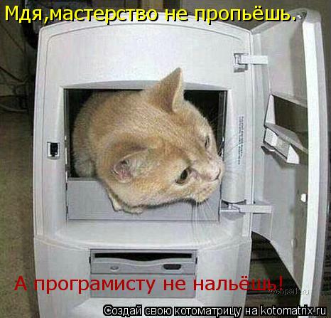 Мдя,мастерство не пропьёшь. А програмисту не нальёшь!... Котоматрица: Мдя,мастерство не пропьёшь. А програмисту не нальёшь!