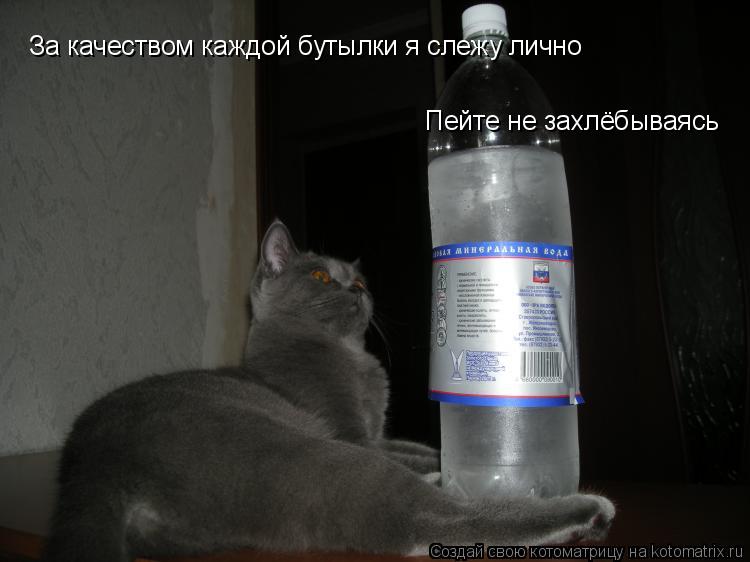 За качеством каждой бутылки я слежу лично Пейте не захлёбываясь... Котоматрица: За качеством каждой бутылки я слежу лично Пейте не захлёбываясь
