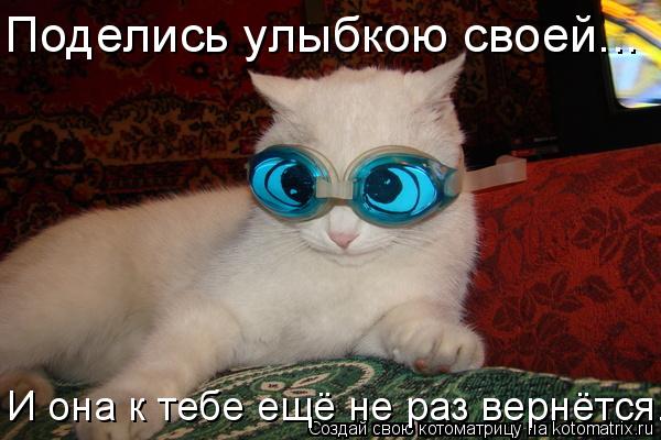 Котоматрица: Поделись улыбкою своей... И она к тебе ещё не раз вернётся...
