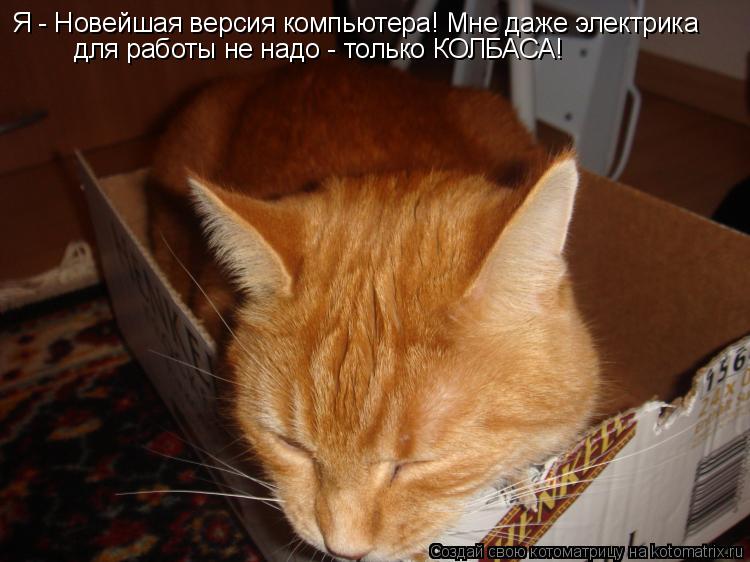 Котоматрица: Я - Новейшая версия компьютера! Мне даже электрика для работы не надо - только КОЛБАСА!