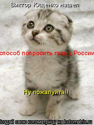 Котоматрица: Виктор Ющенко нашел  способ попросить газа у России Ну пожалуйта!!