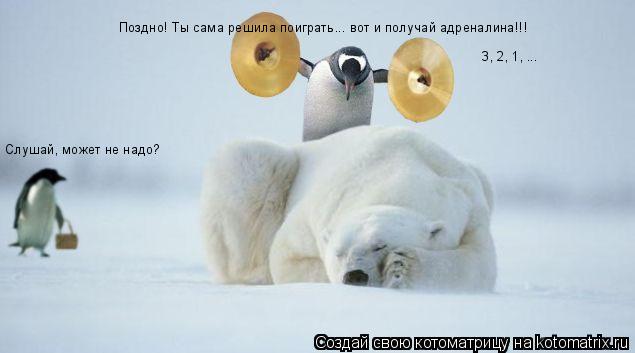 Слушай, может не надо? 3, 2, 1, ... Поздно! Ты сама решила поиграть... вот и получай адреналина!!!... Котоматрица: Слушай, может не надо? 3, 2, 1, ... Поздно! Ты сама решила поиграть... вот и получай адреналина!!!