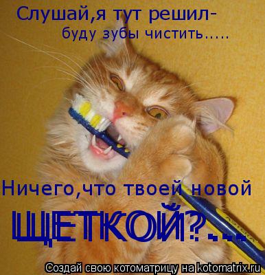 Слушай,я тут решил- буду зубы чистить..... Ничего,что твоей новой ЩЕТКОЙ?... ЩЕТКОЙ?...... Котоматрица: Слушай,я тут решил- буду зубы чистить..... Ничего,что твоей новой ЩЕТКОЙ?... ЩЕТКОЙ?...