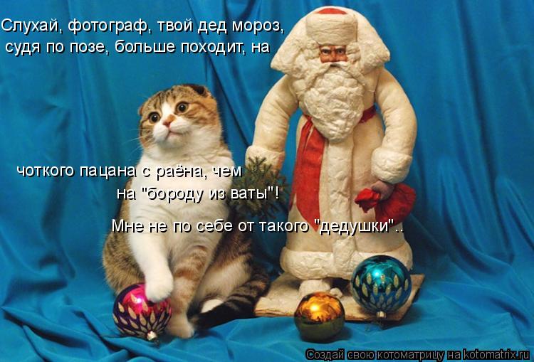 Слухай, фотограф, твой дед мороз, судя по позе, больше походит, на чоткого пацана с раёна, чем на "бо... Котоматрица: Слухай, фотограф, твой дед мороз, судя по позе, больше походит, на чоткого пацана с раёна, чем на "бороду из ваты"! Мне не по себе от такого "дед