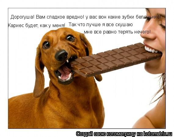 Дорогуша! Вам сладкое вредно! у вас вон какие зубки беленькие! Кариес будет, как у меня! Так что луч... Котоматрица: Дорогуша! Вам сладкое вредно! у вас вон какие зубки беленькие! Кариес будет, как у меня! Так что лучше я все скушаю мне все равно терять нечег