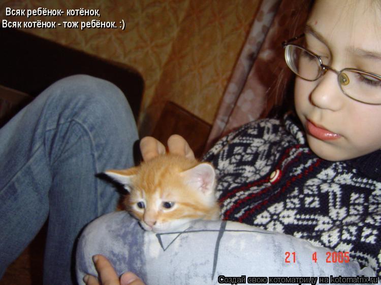 Всяк ребёнок- котёнок, Всяк котёнок - тож ребёнок. :)... Котоматрица: Всяк ребёнок- котёнок, Всяк котёнок - тож ребёнок. :)